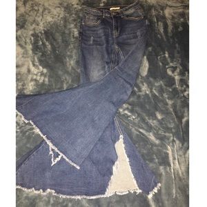 Cropped denim flares